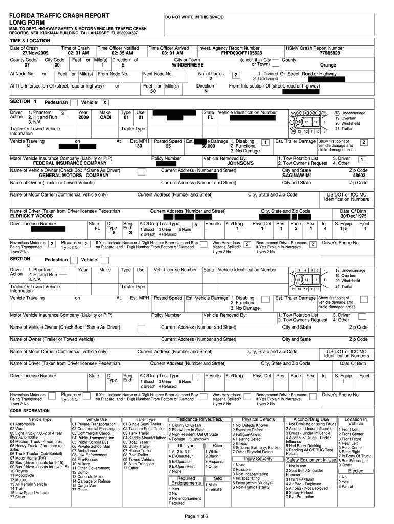 Florida Crash Report Form Fill Out And Sign Printable PDF Template 