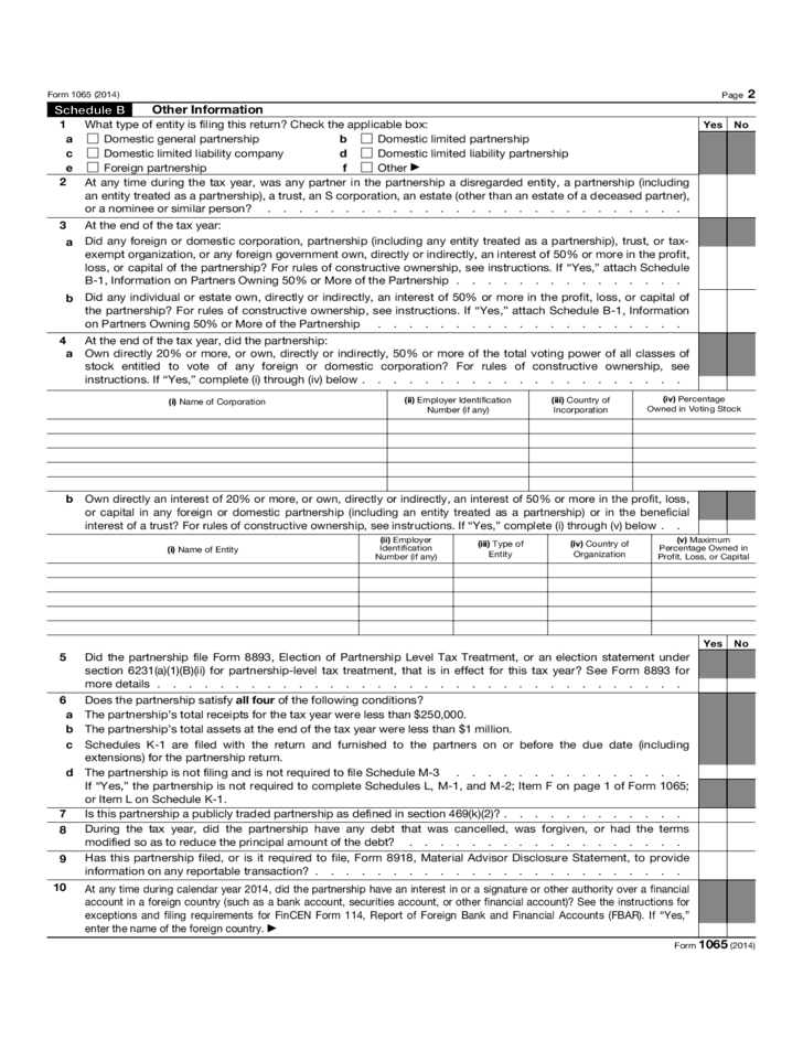 Form 1065 U S Return Of Partnership Income 2014 Free Download