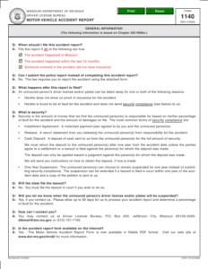 Form 1140 Download Fillable PDF Or Fill Online Motor Vehicle Accident