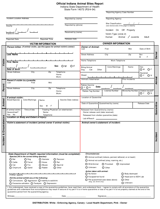 Form 14072 Download Printable PDF Or Fill Online Official Indiana 