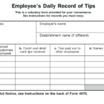 Form 4070A Employee s Daily Record Of Tips Definition