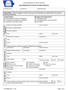 Form 470 4698 Download Fillable PDF Iowa Medicaid Critical Incident