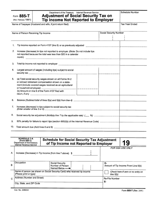 Form 885 T Adjustment Of Social Security Tax On Tip Income Not 
