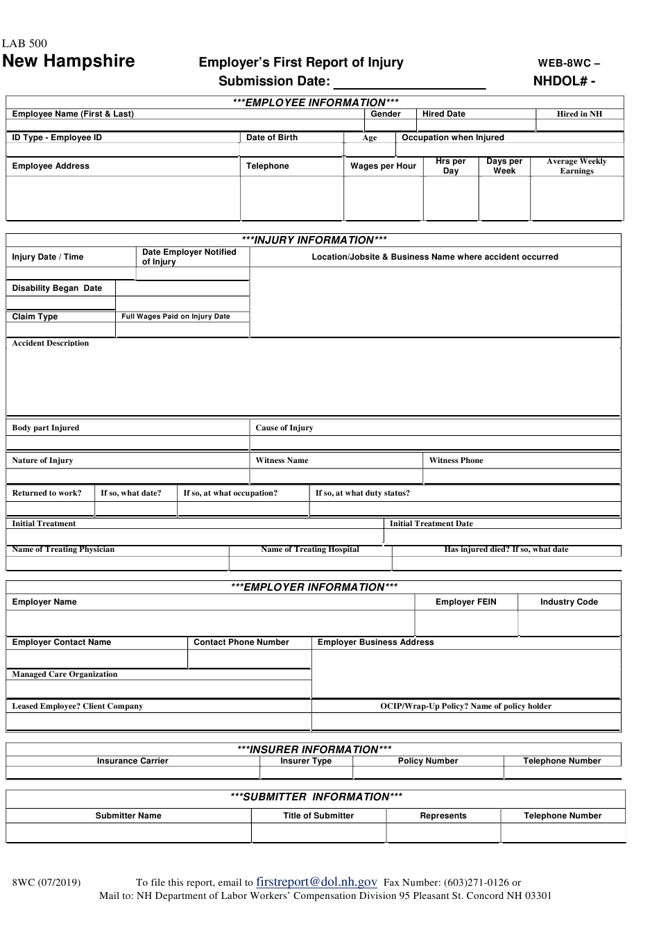 Form 8WC Download Fillable PDF Or Fill Online Employers First Report Of