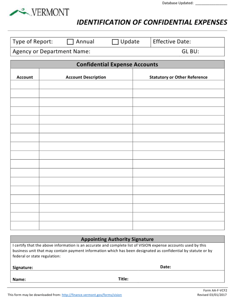 Form AA F VCF2 Download Fillable PDF Or Fill Online Identification Of 