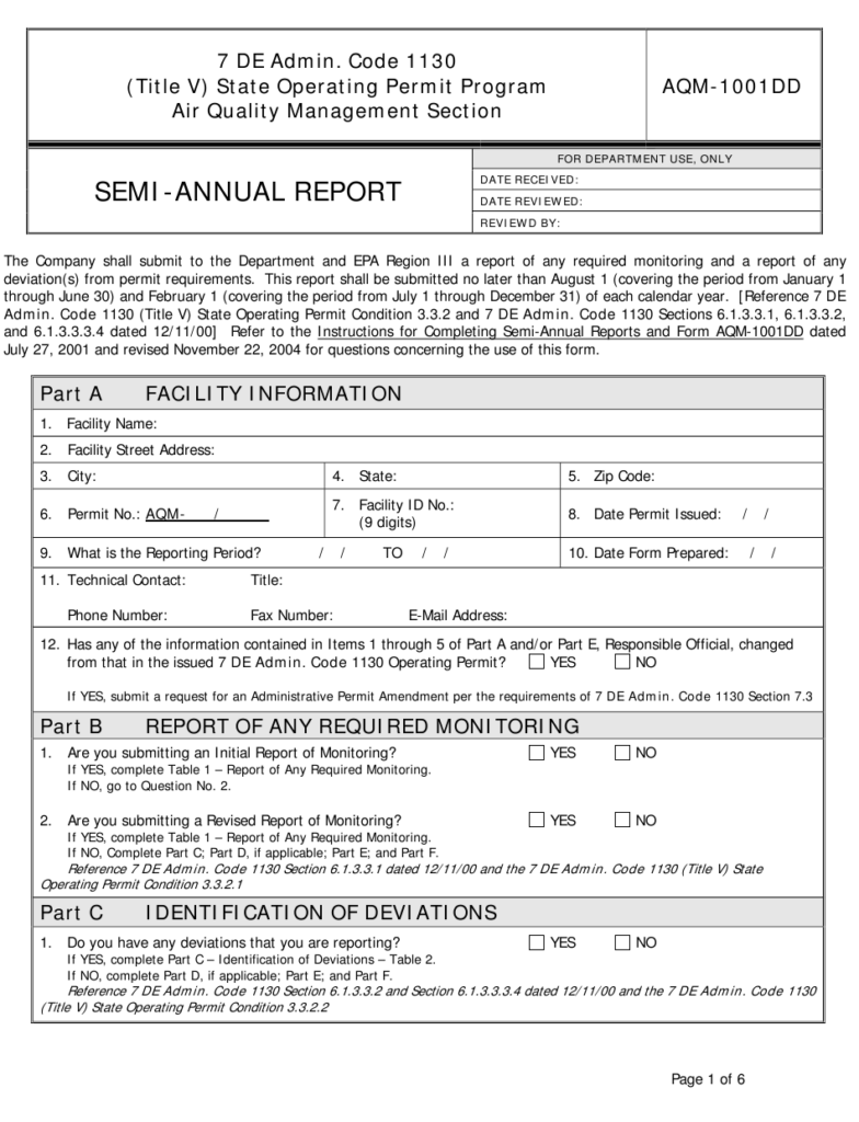 Dole Semi Annual Report Form