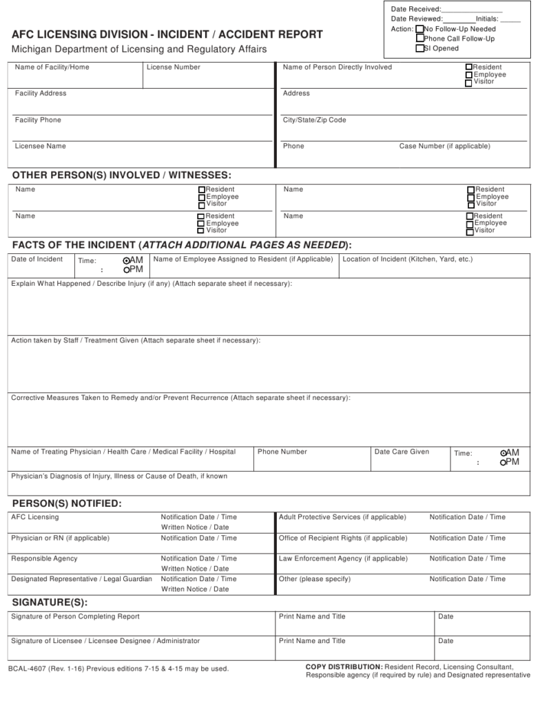 Form BCAL 4507 Download Fillable PDF Or Fill Online Incident Accident 