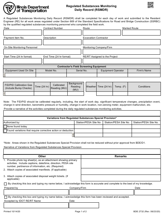 Form BDE2732 Download Fillable PDF Or Fill Online Regulated Substances 