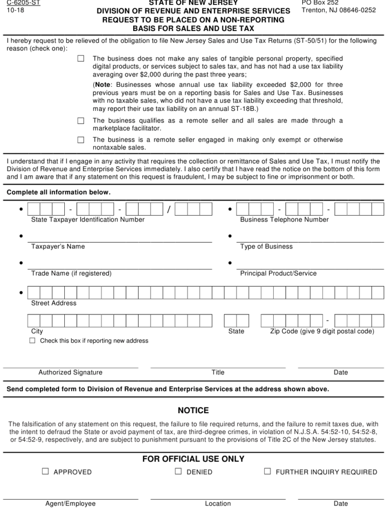 Form C 6205 ST Download Printable PDF Or Fill Online Request To Be 