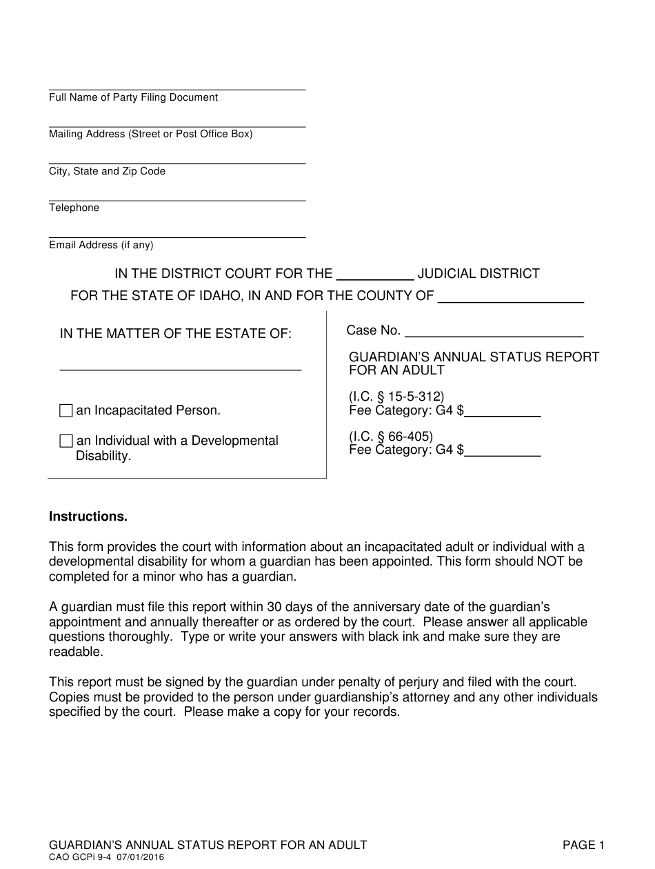 Form CAO GCPi9 4 Download Printable PDF Or Fill Online Guardian s 