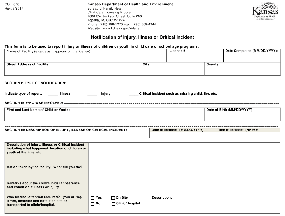 Form CCL 028 Download Printable PDF Or Fill Online Notification Of 