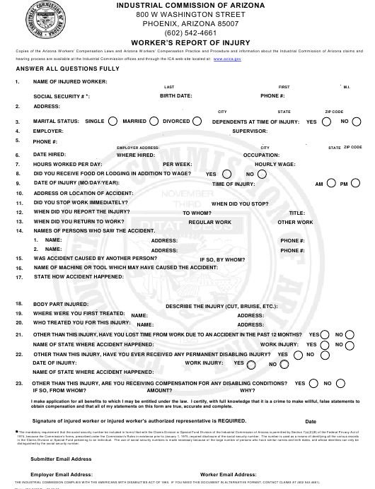 Form Claims ICA0407 Download Fillable PDF Or Fill Online Worker s 