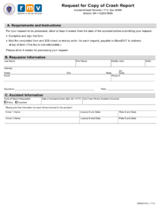 Form CRASH101 Download Fillable PDF Or Fill Online Request For Copy Of