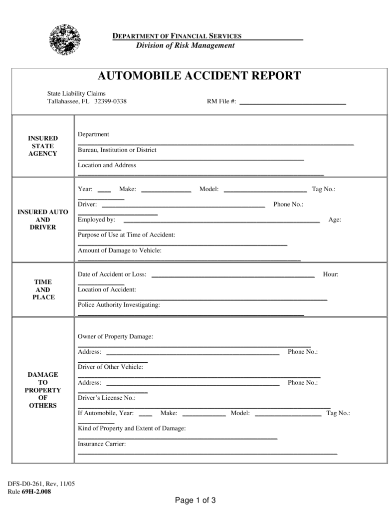 Form DFS D0 261 Download Printable PDF Or Fill Online Automobile 