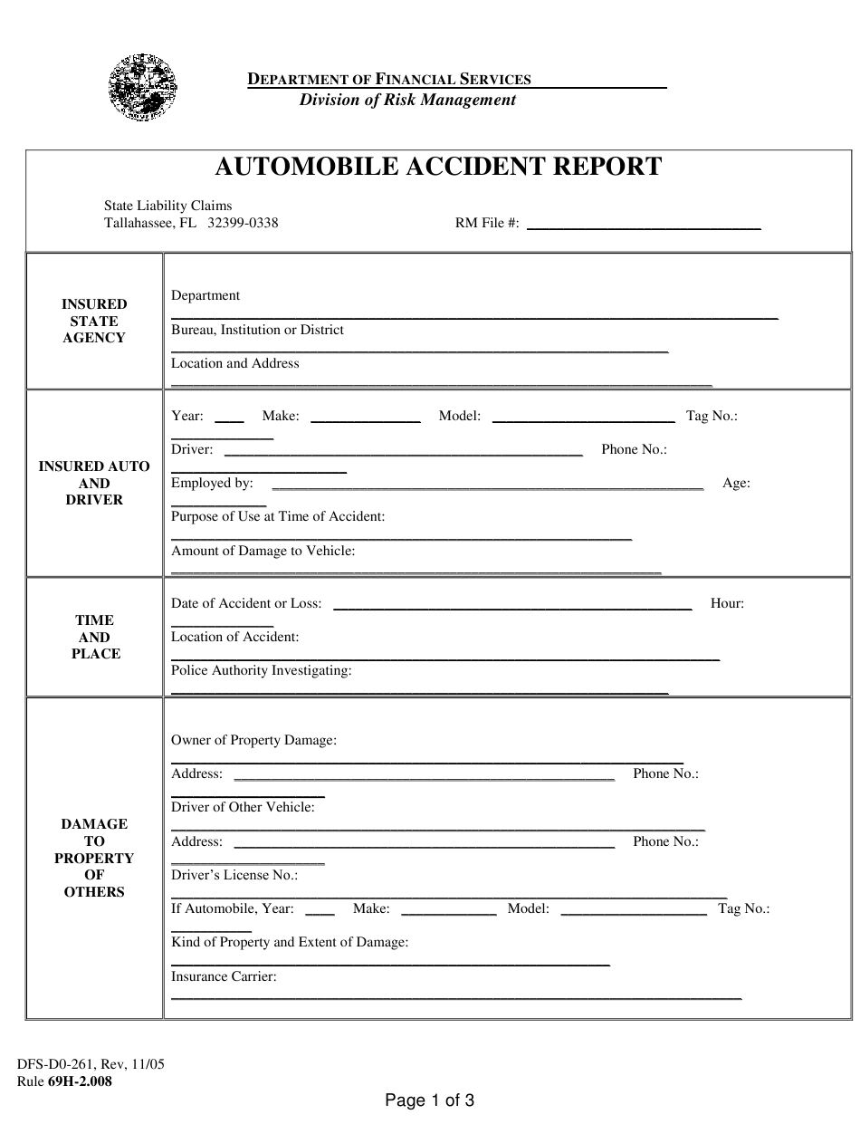 Form DFS D0 261 Download Printable PDF Or Fill Online Automobile 