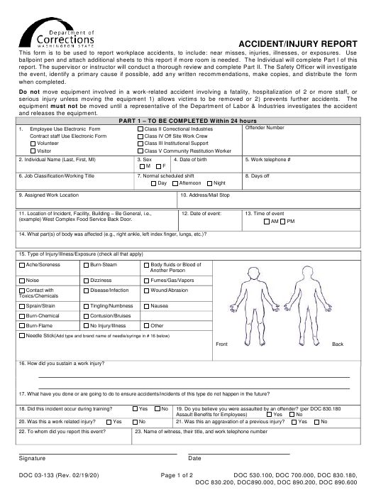 Form DOC03 133 Download Printable PDF Or Fill Online Accident Injury 