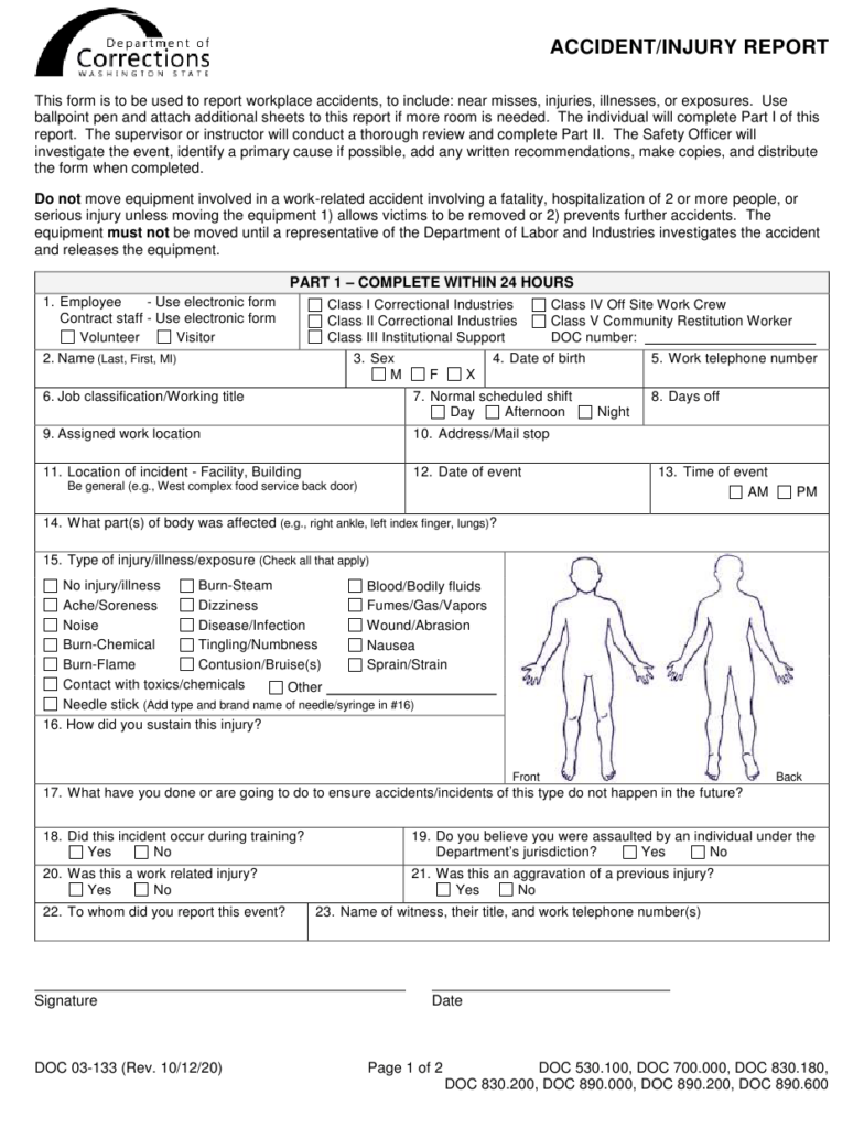 Form DOC03 133 Download Printable PDF Or Fill Online Accident Injury 