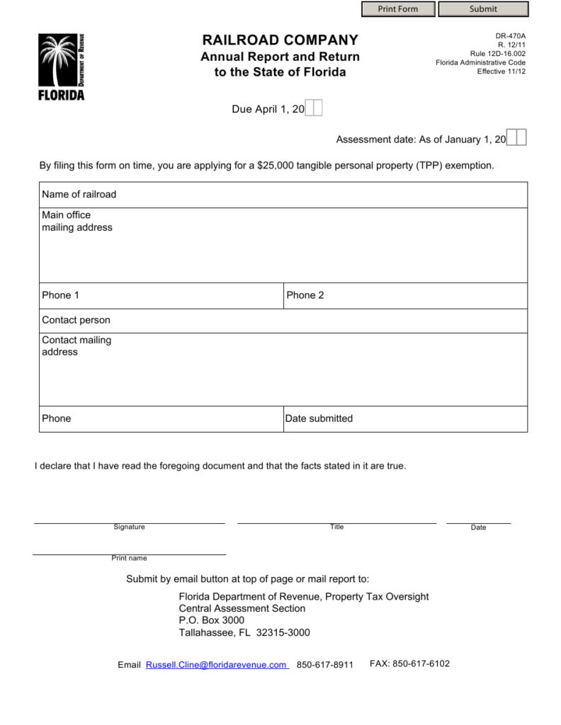 Form DR 470A Download Fillable PDF Or Fill Online Railroad Company 