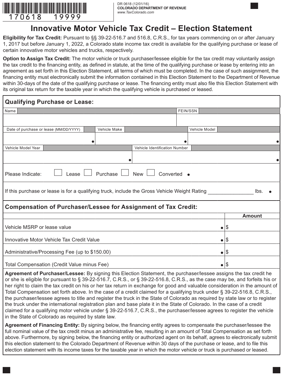 Form DR0618 Download Fillable PDF Or Fill Online Innovative Motor