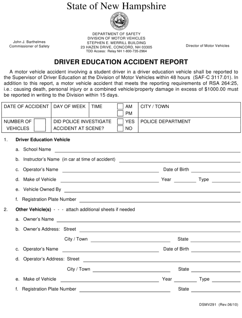 Form DSMV291 Download Fillable PDF Or Fill Online Driver Education 