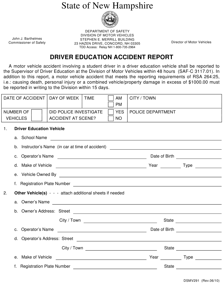 Form DSMV291 Download Fillable PDF Or Fill Online Driver Education 