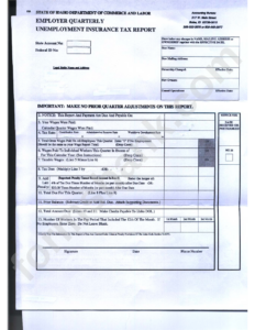 Form F 20 Employer Quarterly Unemployment Insurance Tax Report