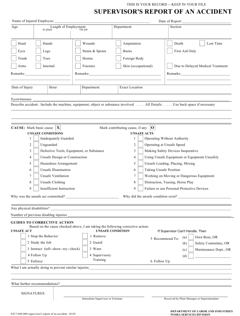 Form F417 048 000 Download Printable PDF Or Fill Online Supervisor s 