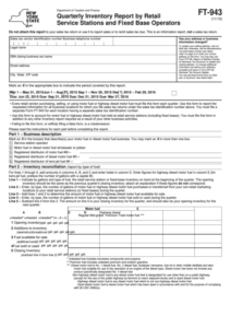 Form Ft 943 Quarterly Inventory Report By Retail Service Stations And