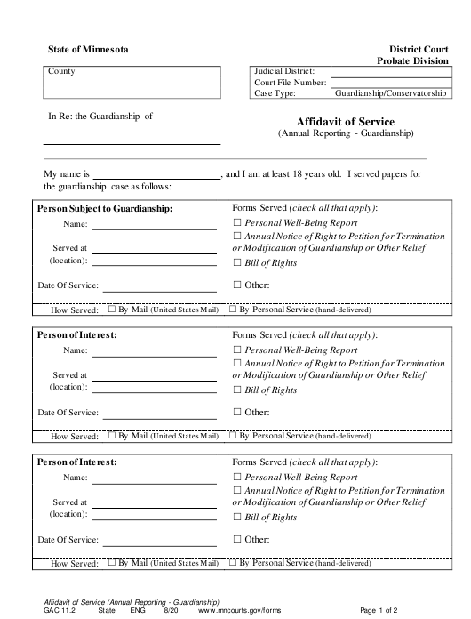 Form GAC11 2 Download Printable PDF Or Fill Online Affidavit Of Service 