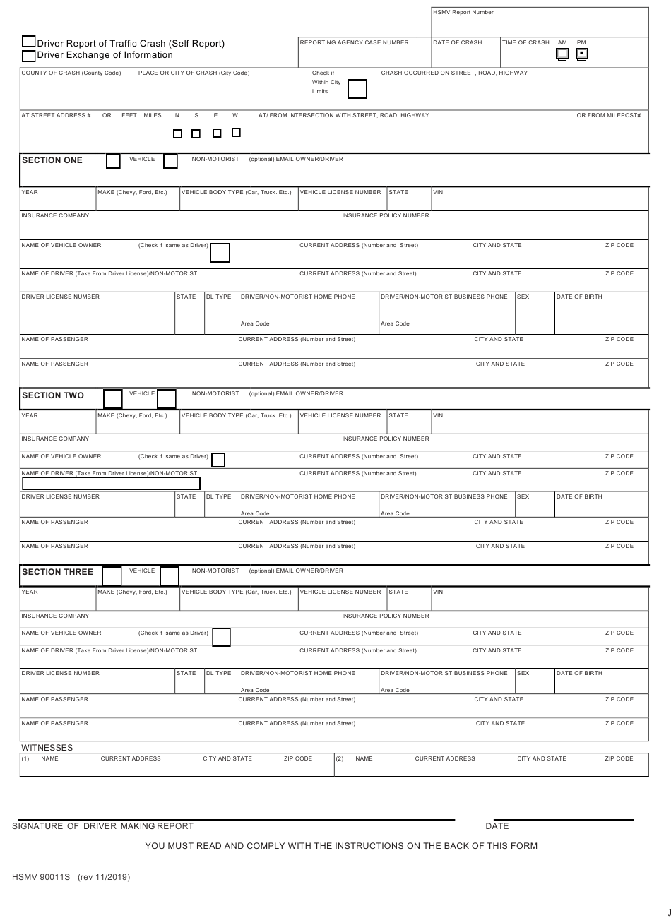 Form HSMV90011S Download Fillable PDF Or Fill Online Accident Self 