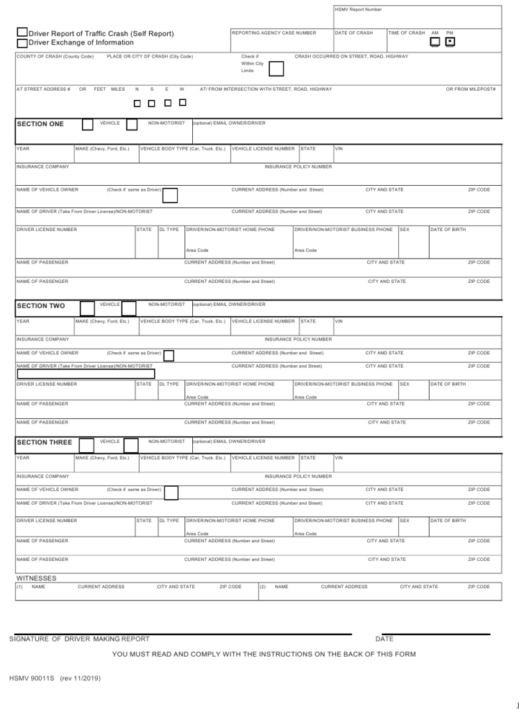 Form HSMV90011S Download Fillable PDF Or Fill Online Accident Self 