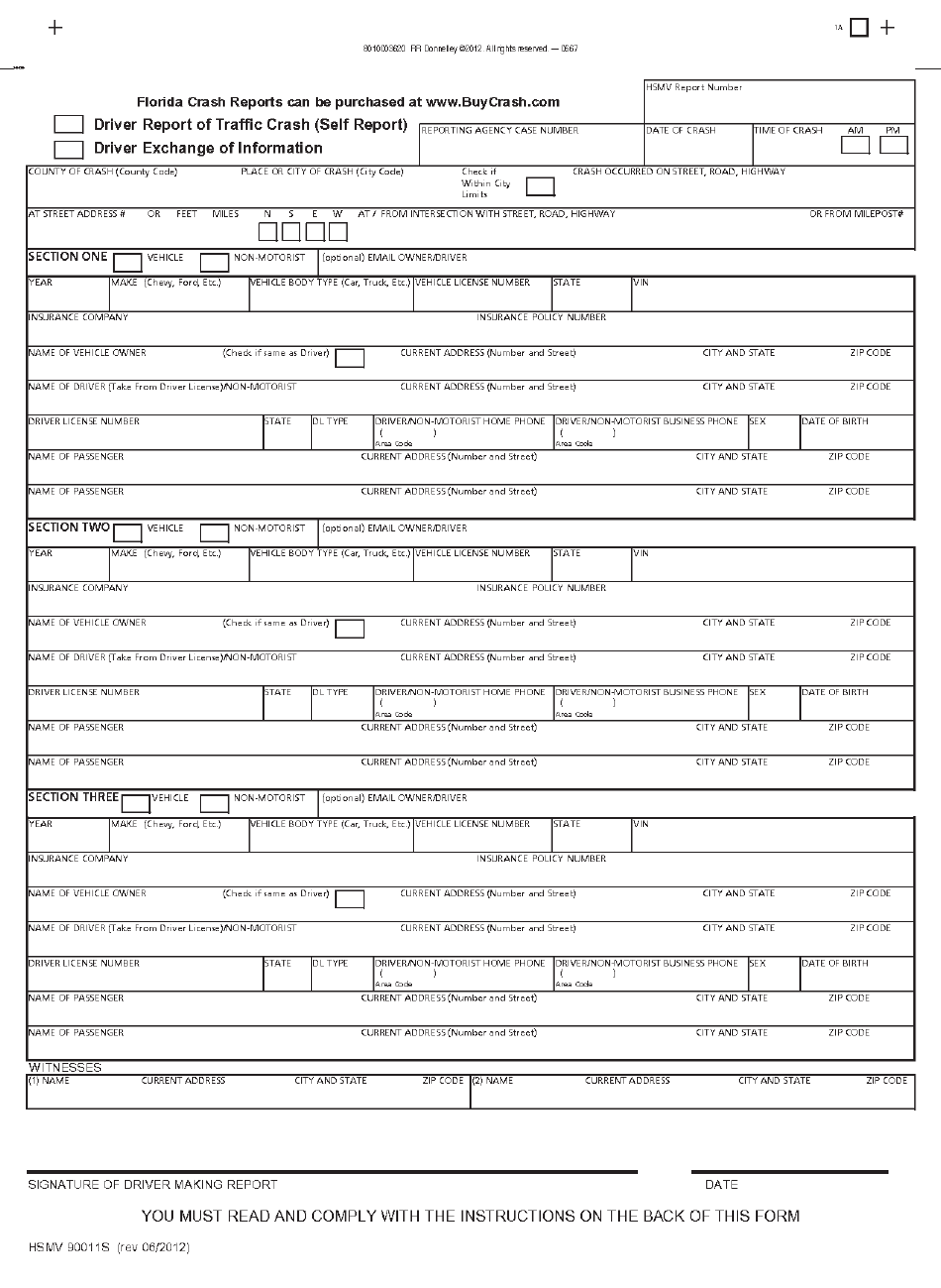 Form HSMV90011S Download Printable PDF Or Fill Online Accident Self