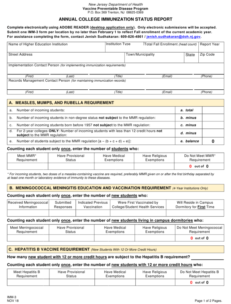 Form IMM 3 Download Fillable PDF Or Fill Online Annual College 