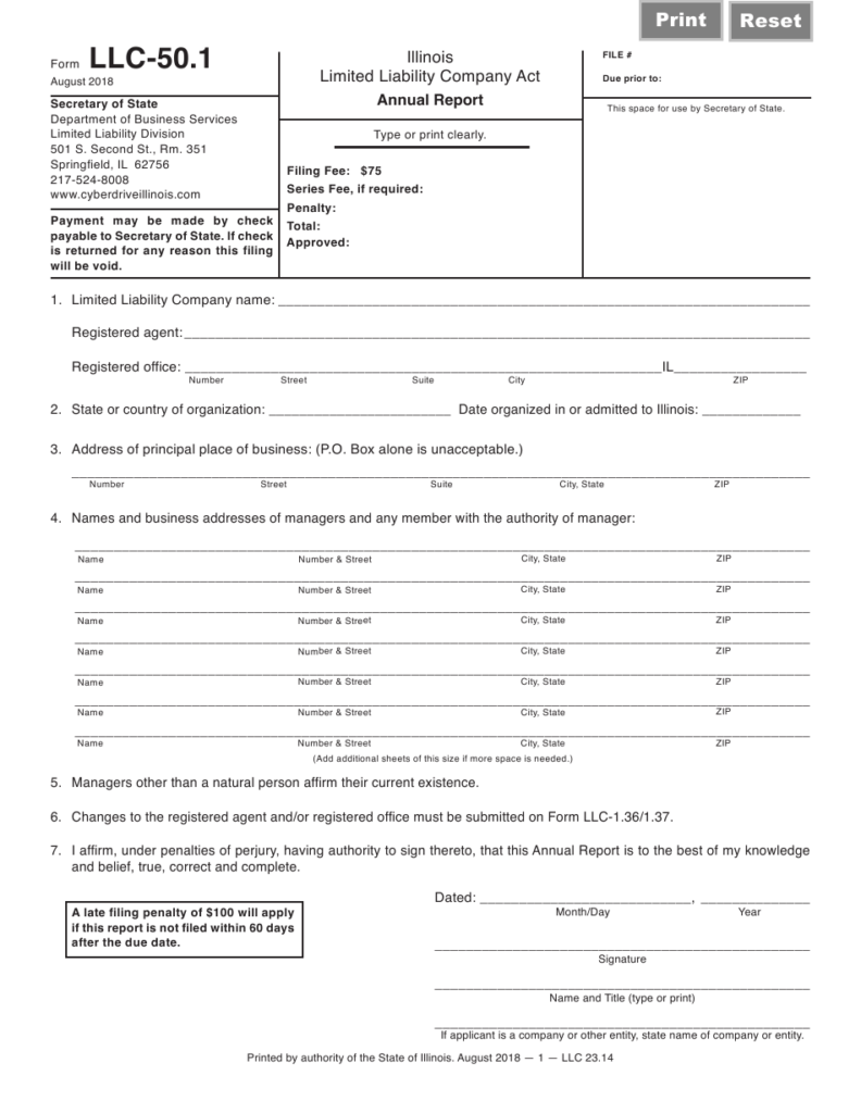 Form LLC50 1 Download Fillable PDF Or Fill Online Limited Liability 