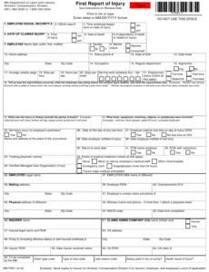 Form MNFR01 Download Fillable PDF Or Fill Online First Report Of Injury