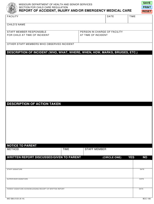 Form MO580 2123 BCC 106 Download Fillable PDF Or Fill Online Report 