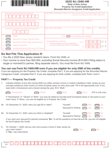 Form NJ 1040 HW Download Fillable PDF Or Fill Online Property Tax