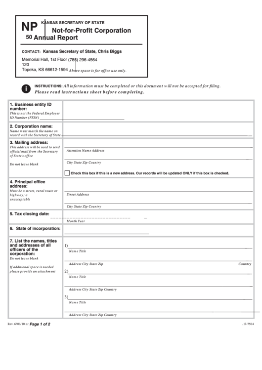 Blank Profit Corporation Annual Report Form Michigan