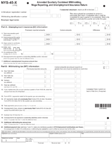 Form NYS 45 X Download Fillable PDF Or Fill Online Amended Quarterly