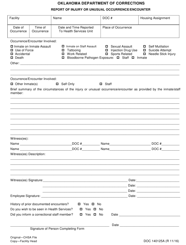 Form OP 140125A Download Printable PDF Or Fill Online Report Of Injury 