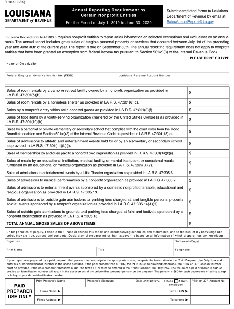 Form R 1090 Download Fillable PDF Or Fill Online Annual Reporting 