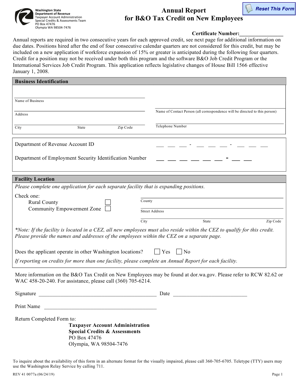 Form REV41 0077A Download Fillable PDF Or Fill Online Annual Report For
