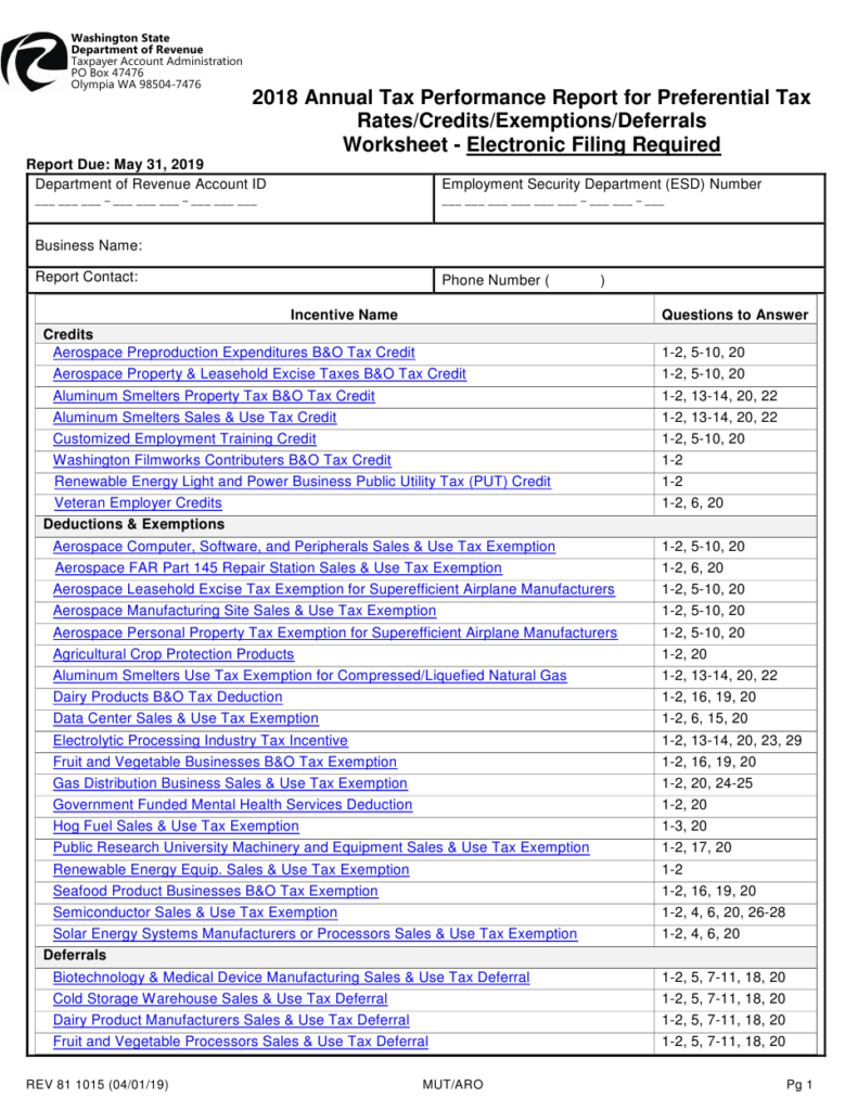 Form REV81 1015 Download Printable PDF Or Fill Online Annual Tax 