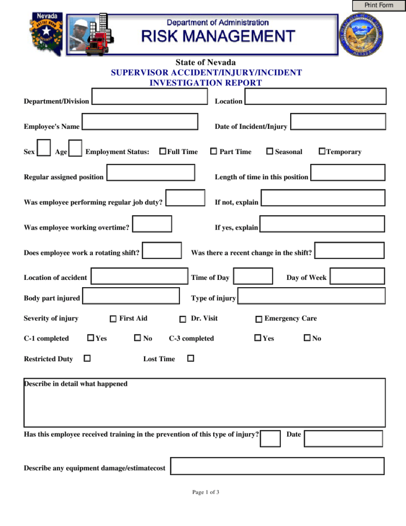 Form RM ACCINV Download Fillable PDF Or Fill Online Supervisor Accident 