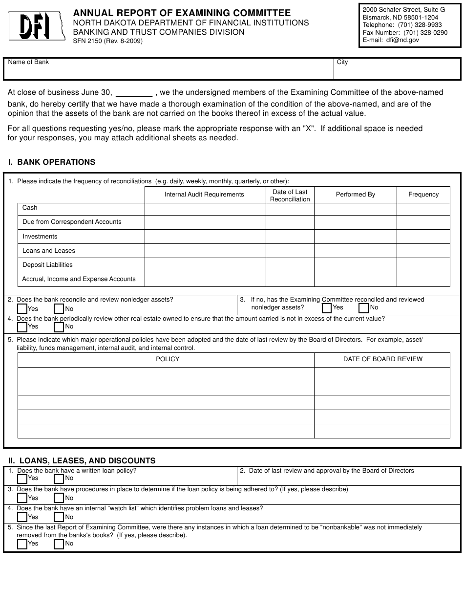 Form SFN2150 Download Fillable PDF Or Fill Online Annual Report Of