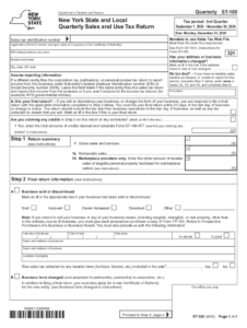 Form ST 100 New York State And Local Quarterly Sales And Use Tax Return