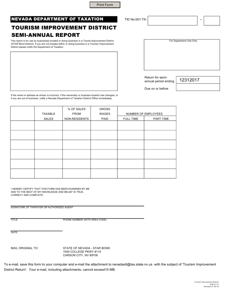Form STB 01 01 Download Fillable PDF Or Fill Online Tourism Improvement 