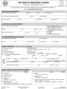 Form TJJD AID 001 Download Fillable PDF Or Fill Online Incident Report