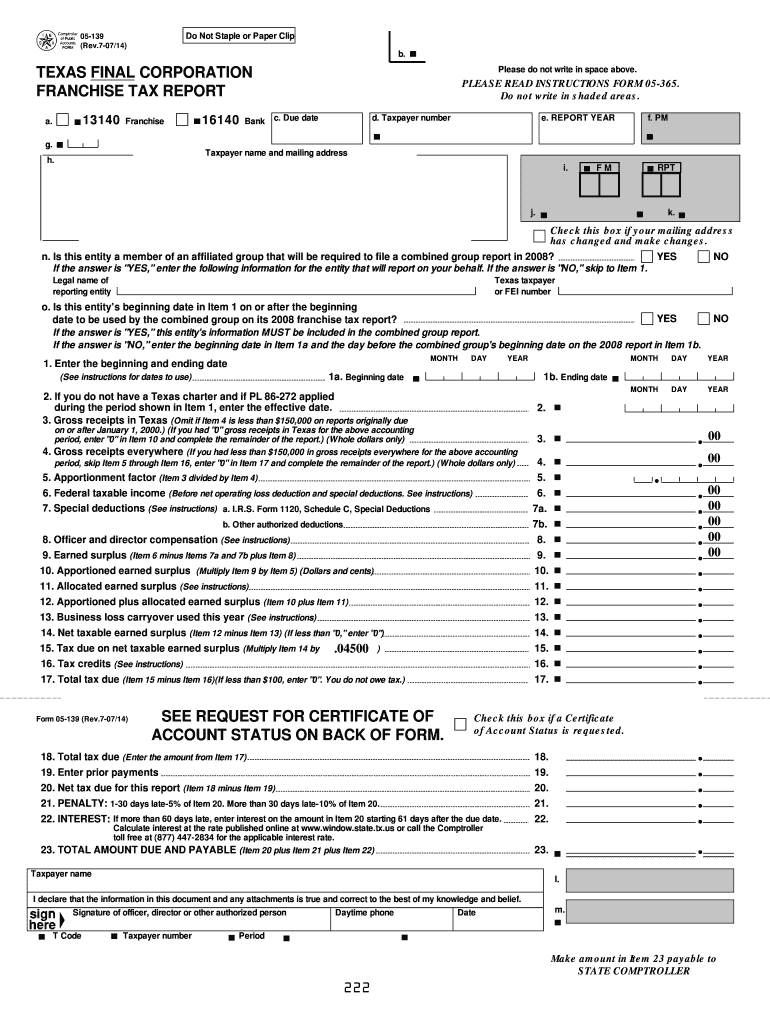Franchise Tax Texas Fill Out And Sign Printable Pdf Template Signnow 