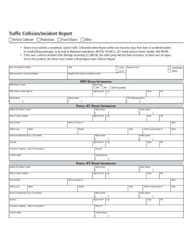 FREE 10 Traffic Incident Report Samples Accident Police Control